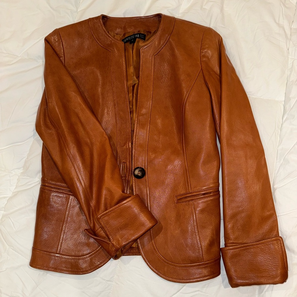 Lafayette 148 New York Tailored Leather Jacket